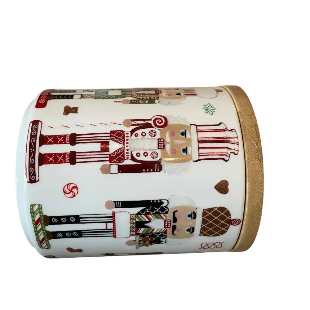 Grace Teaware Christmas NUTCRACKER Ceramic Canister w/ Wood Lid 6